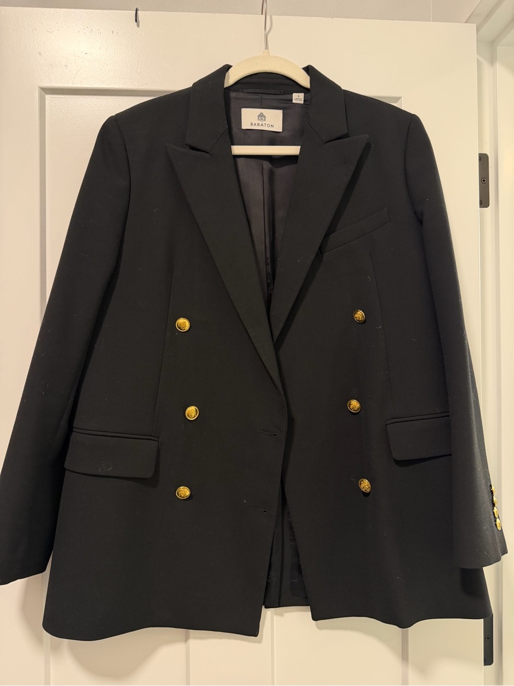 Babaton Black Double-Breasted Blazer with Gold Buttons